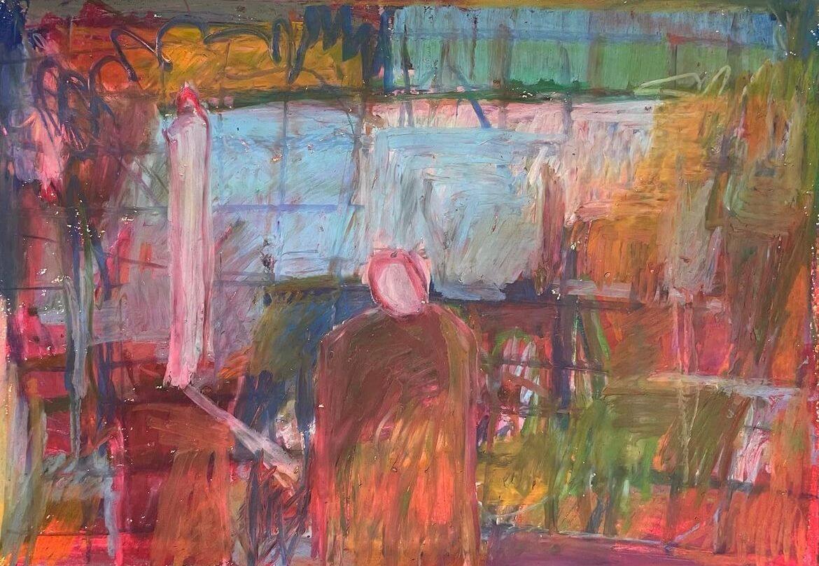 I am against myself, oil pastel on paper, 29x21 cm, 2024