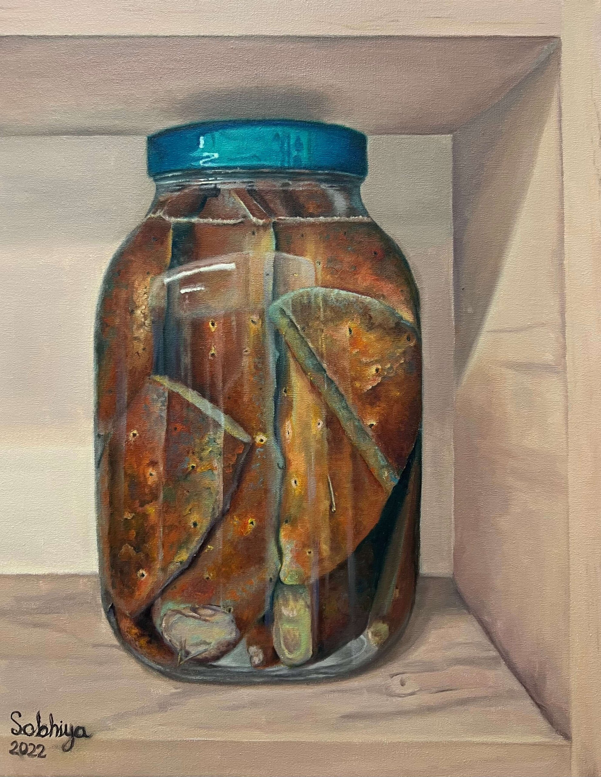 צבר כבוש בצנצנת, 2022, שמן על בד, 5040 ס"מ צבר כבוש בצנצנת, 2022, שמן על בד, 50\40 ס"מ