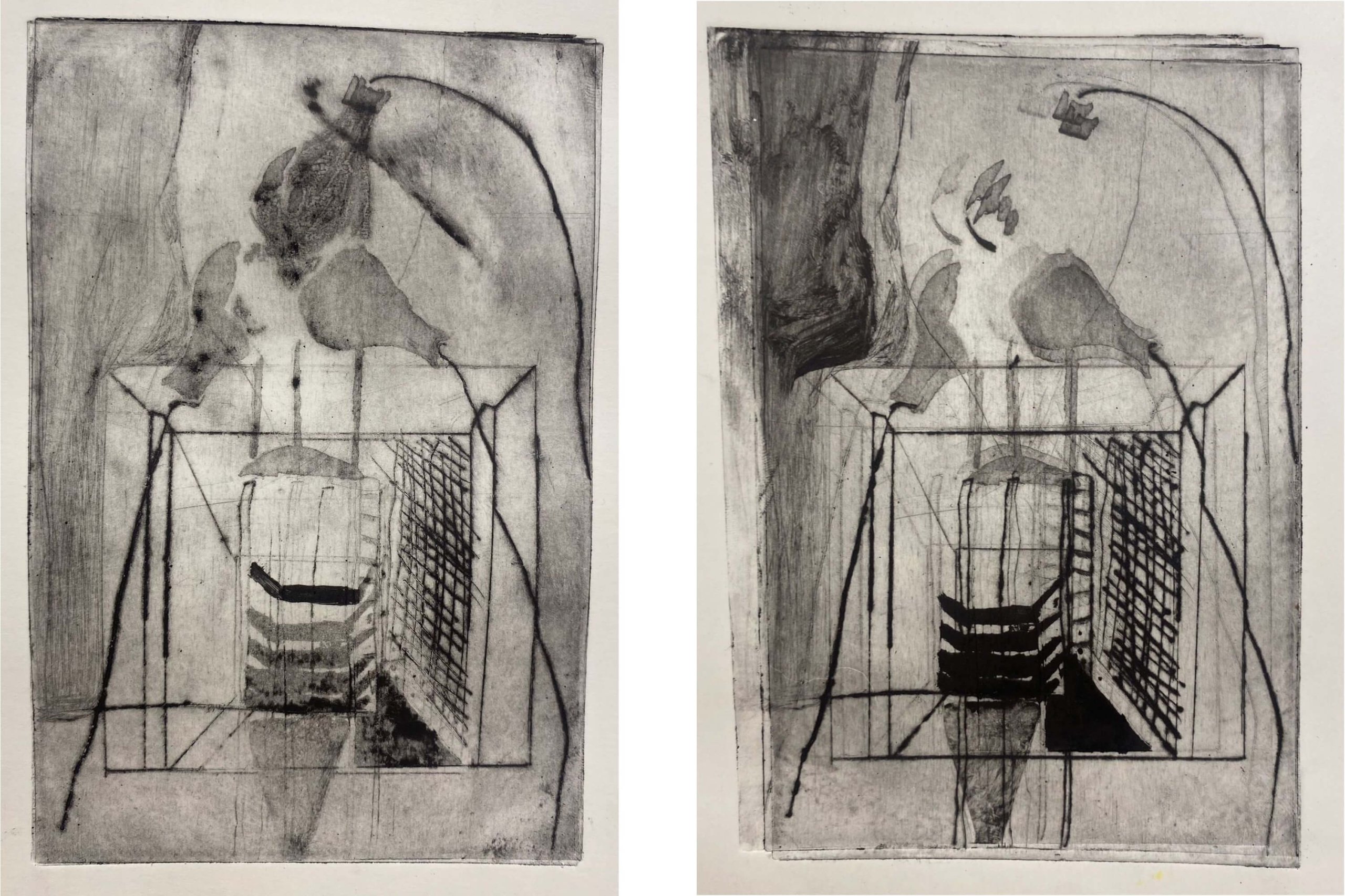 ללא כותרת, דיפטיך, אקווטינטה וטכניקה מעורבת, 200x140